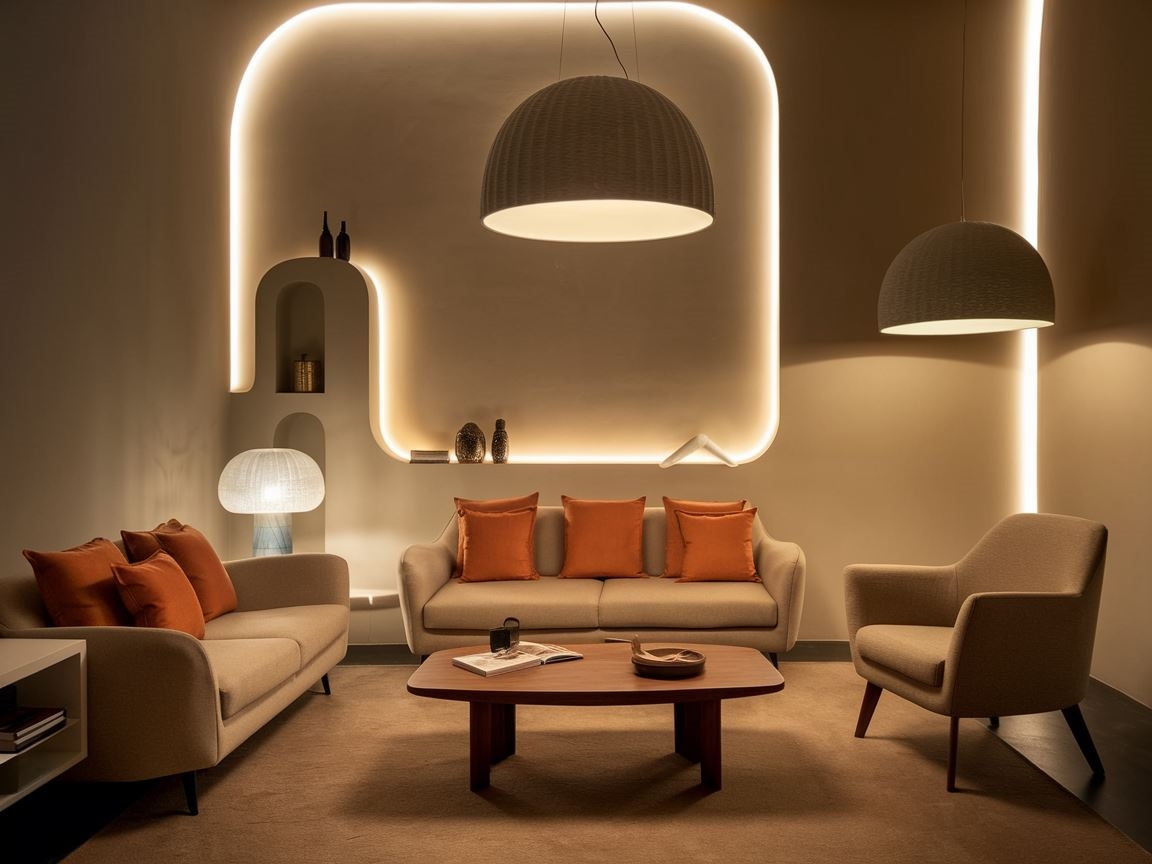 Lampa sufitowa w designerskim salonie
